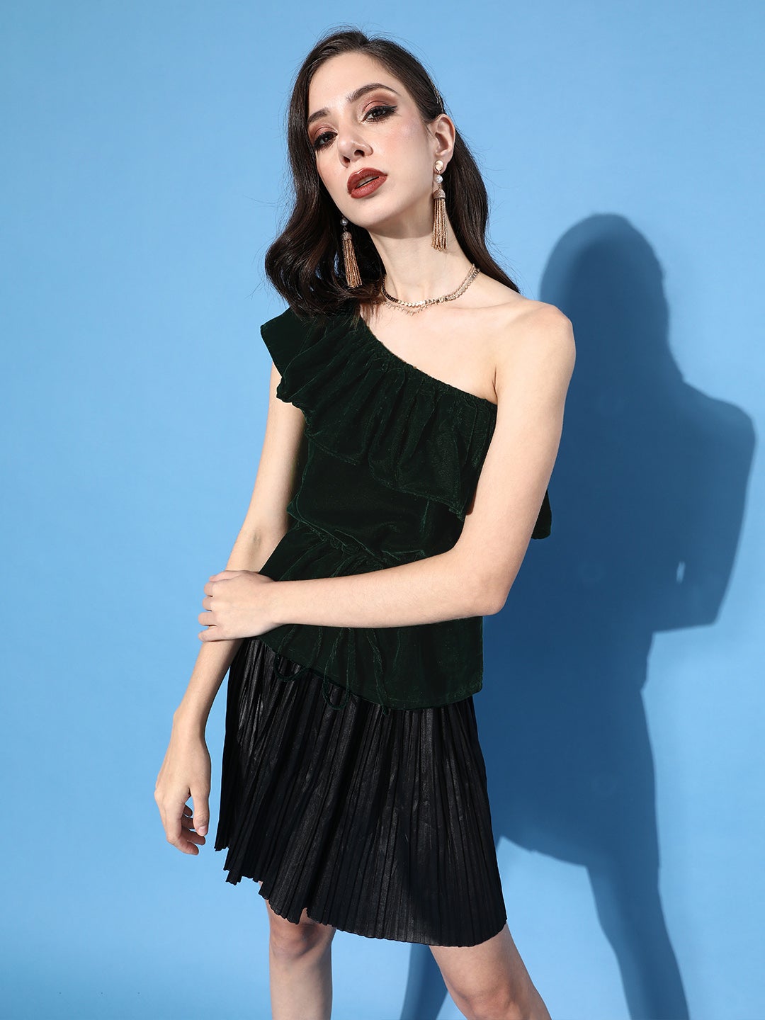 BottleGreen Velvet Top