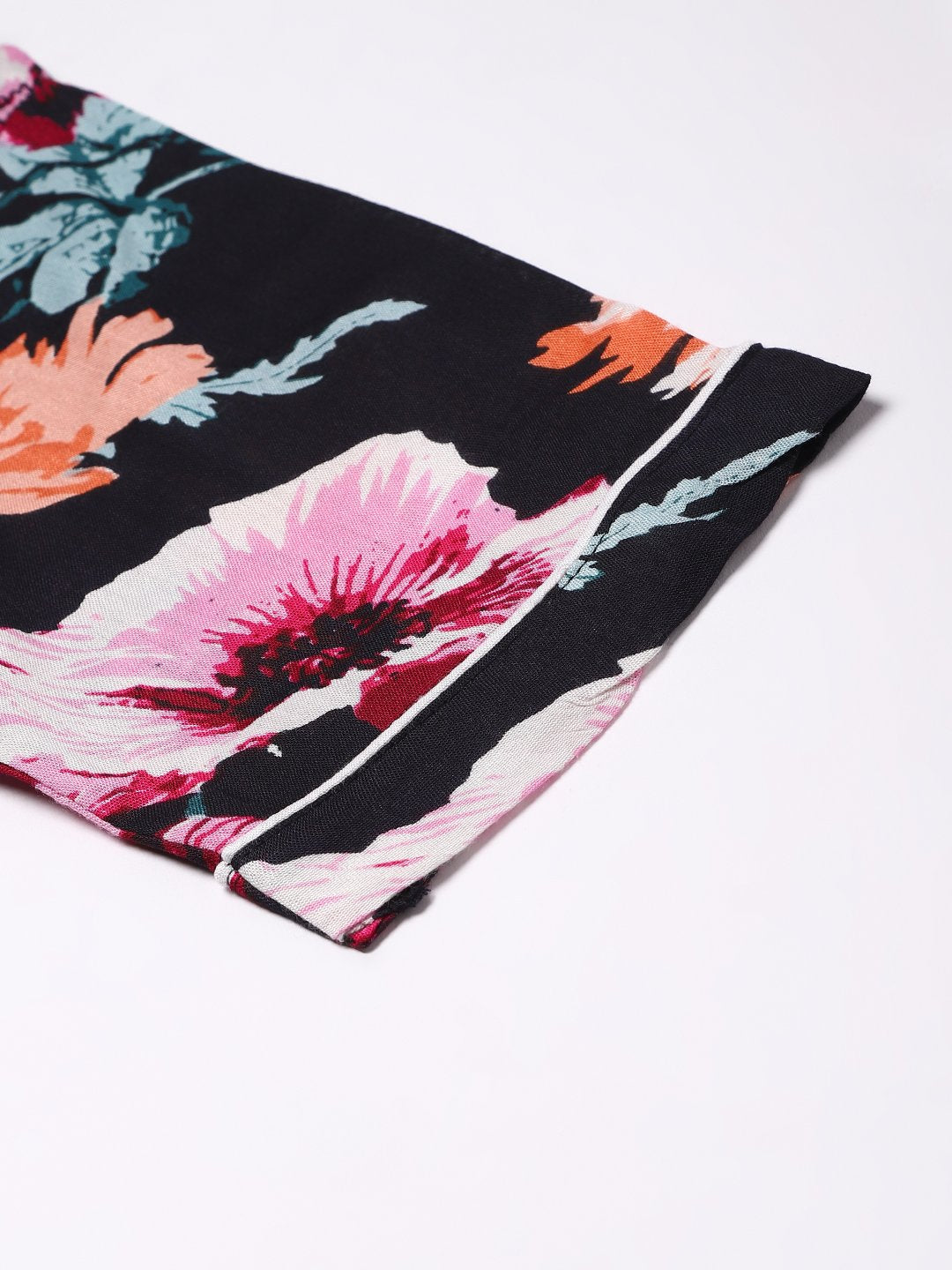 Cation Black Floral Night Suit