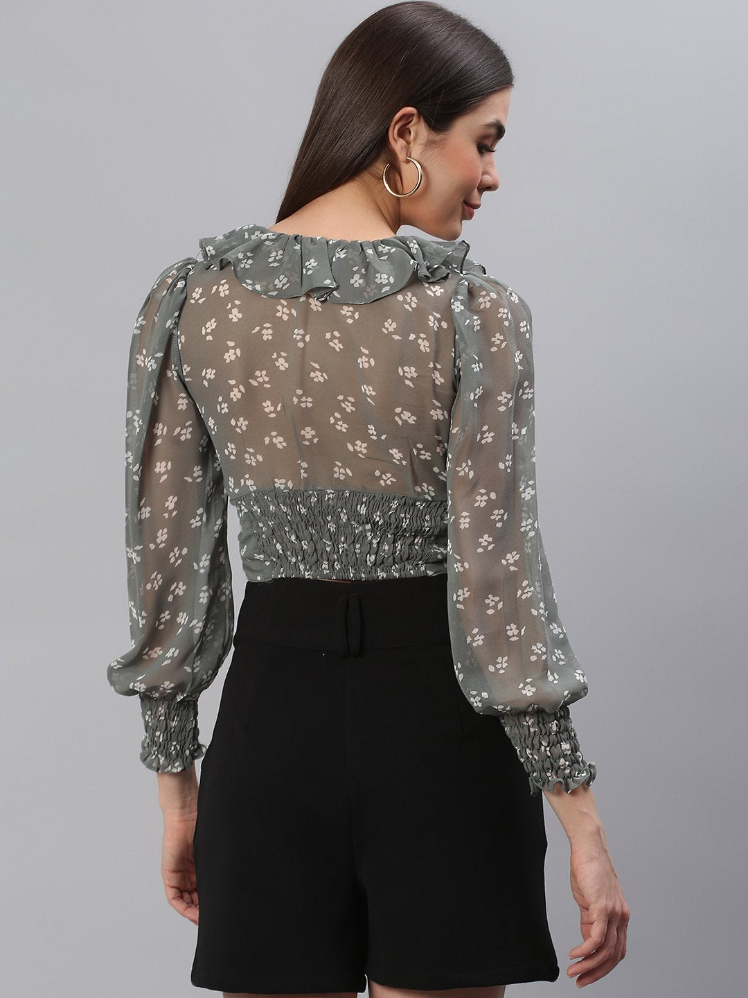 Grey Printed Top