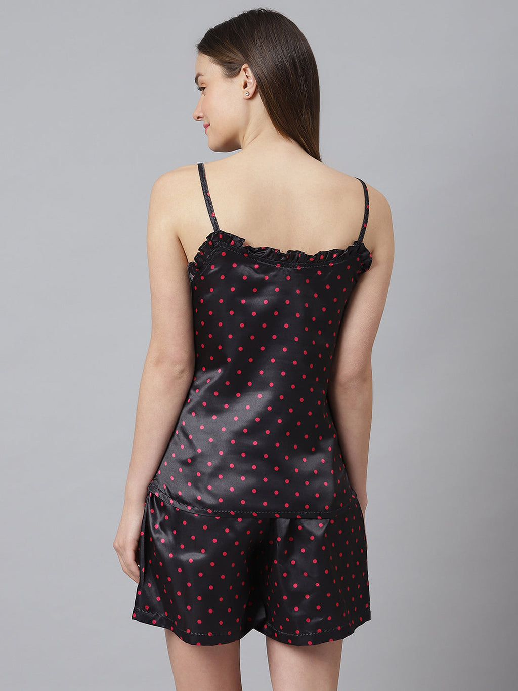 Cation Black Satin Night Suit