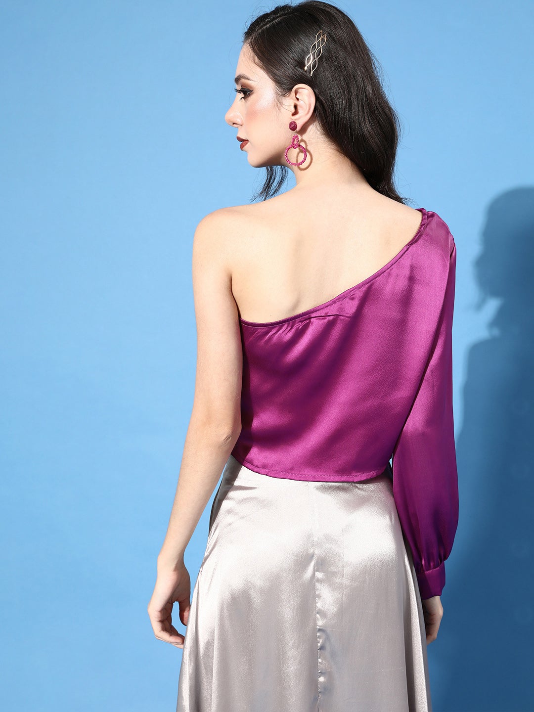 Designer Purple Satin Top