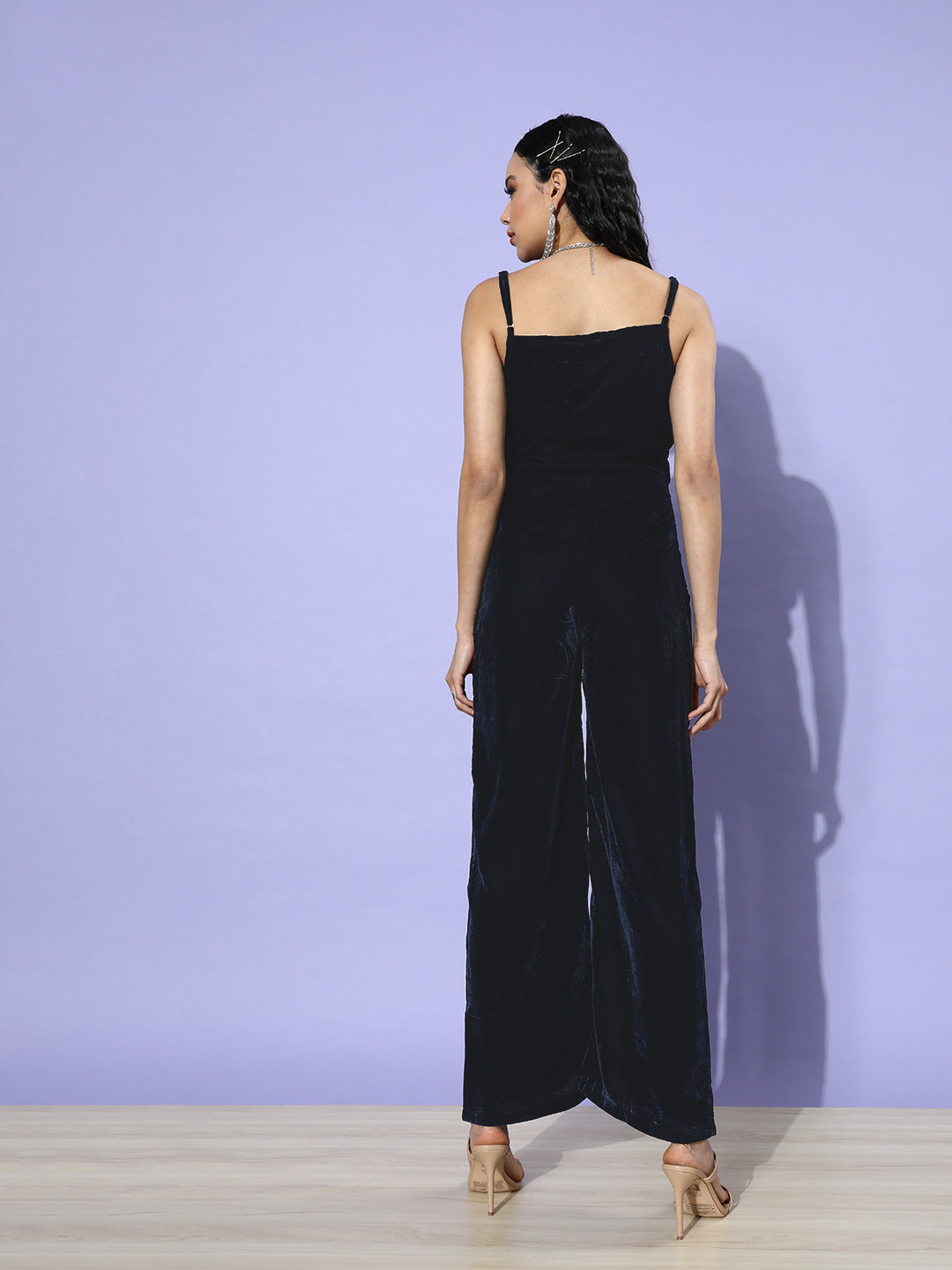 SCORPIUS Navy Velvet Jumpsuit