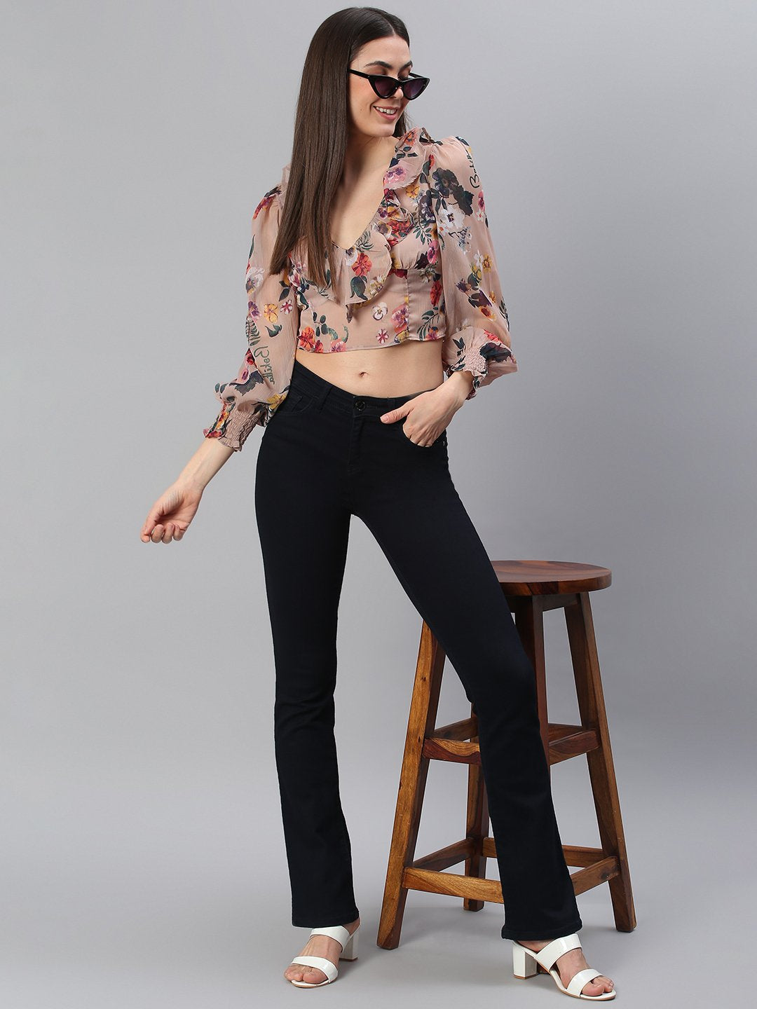 Beige Floral Top