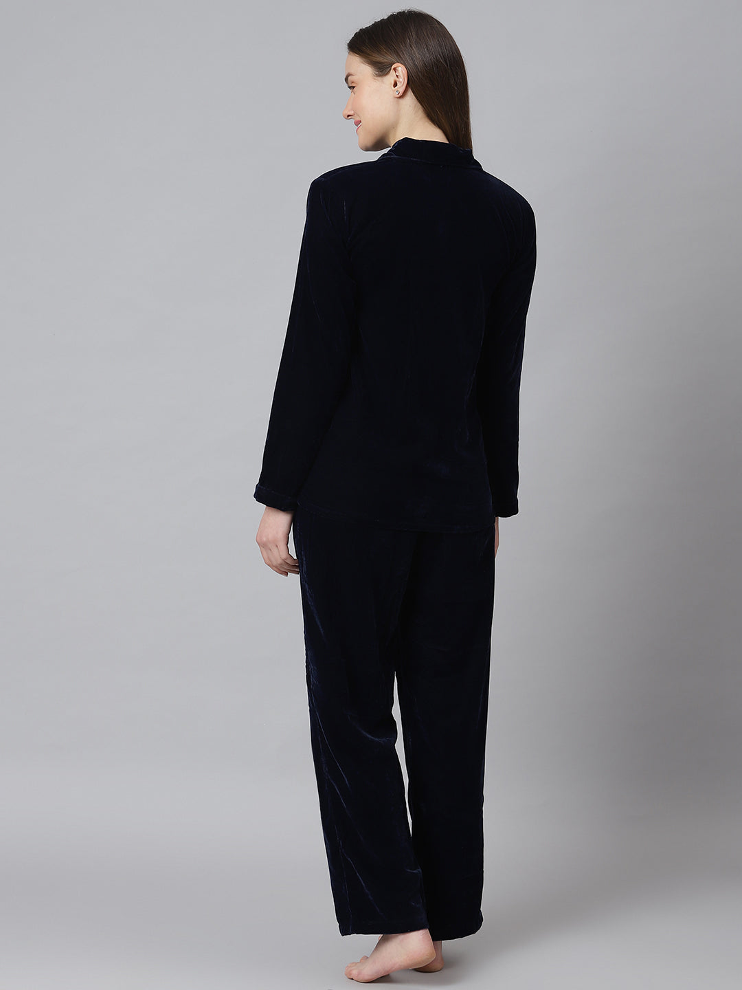 Cation Navy Blue Velvet Night Suit