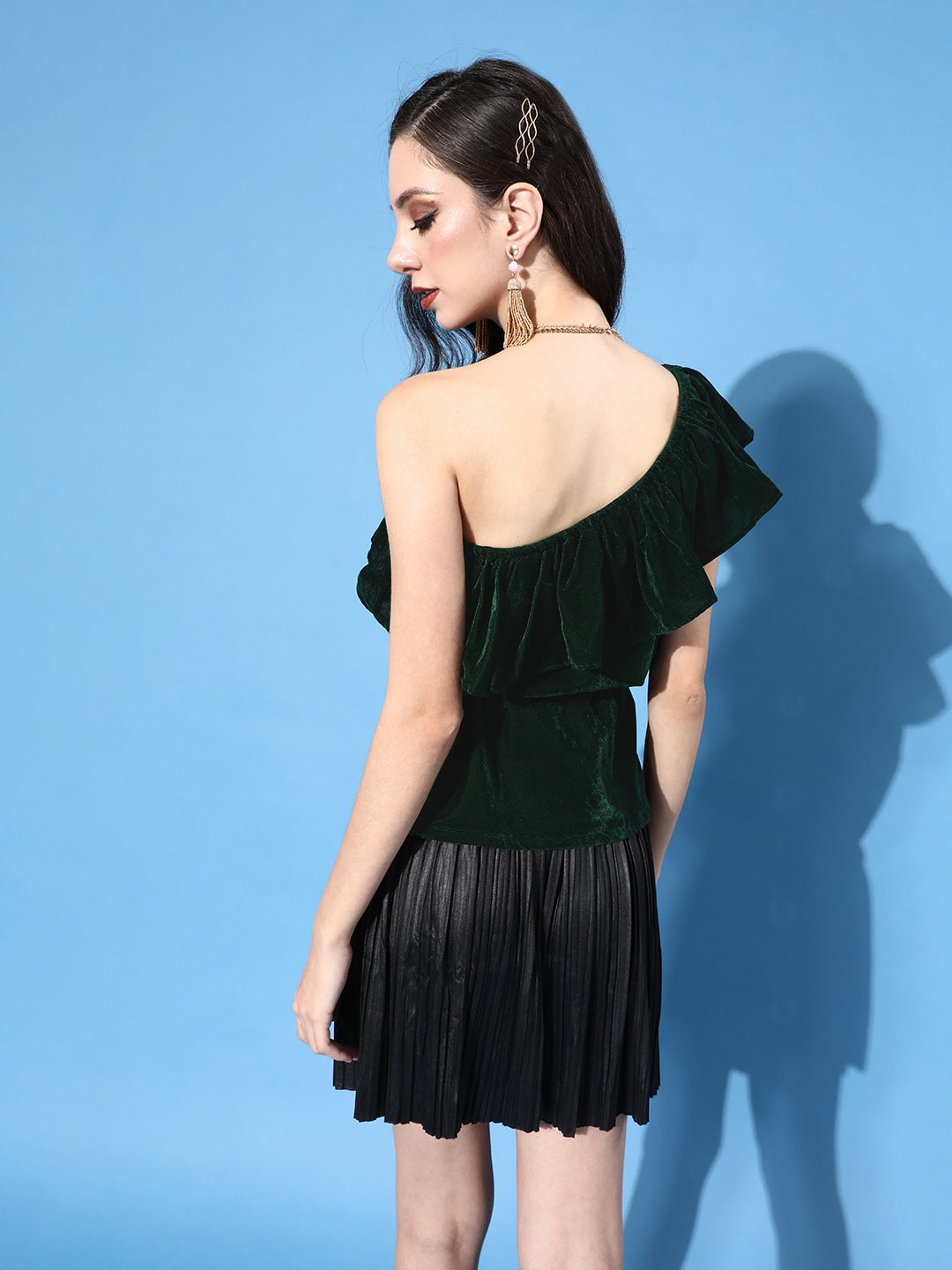BottleGreen Velvet Top