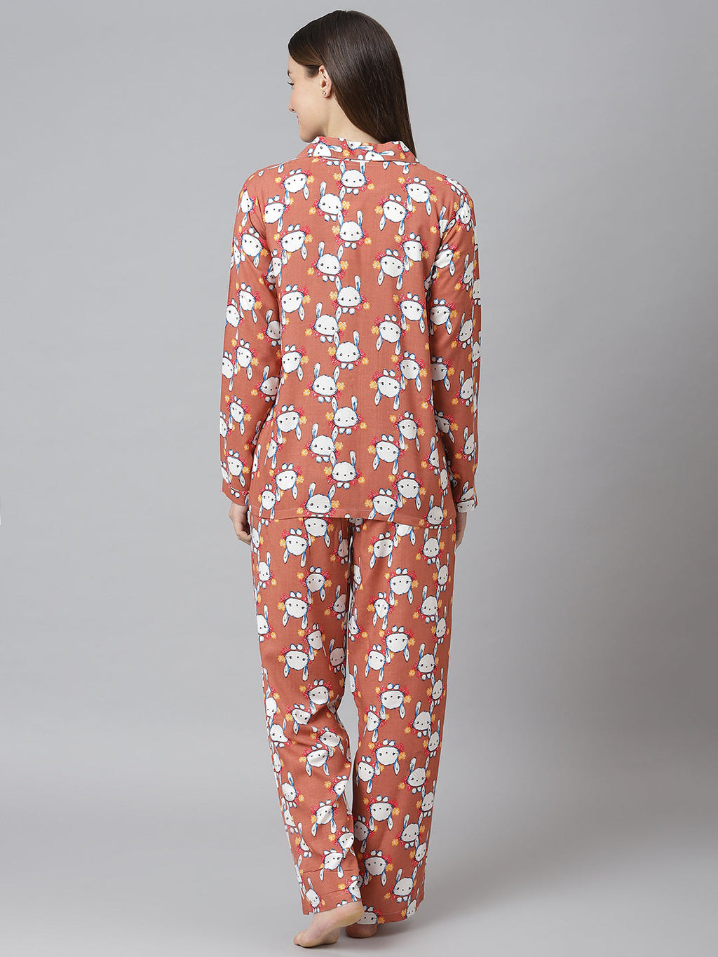 Cation Brown Printed Night Suit