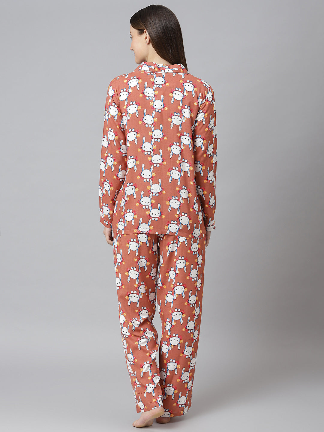 Cation Brown Printed Night Suit