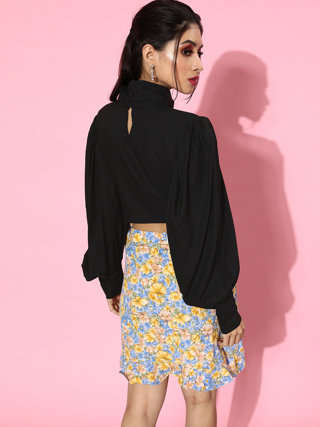 SCORPIUS Solid Black Rayon Top