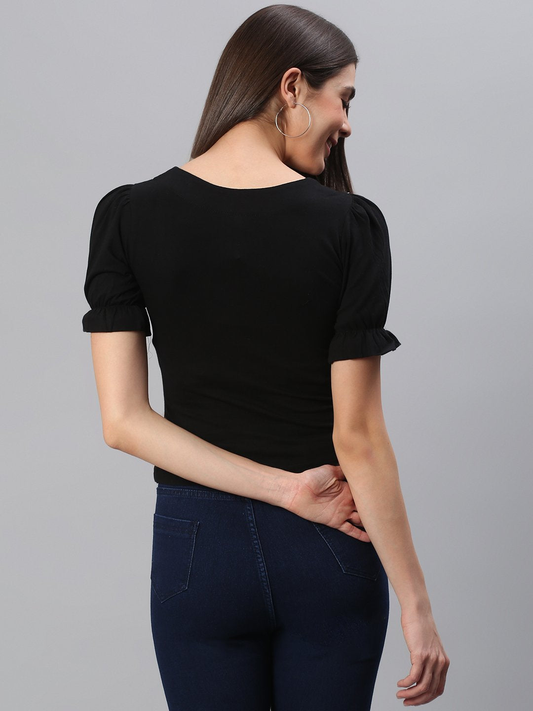 Designer Solid Black Top