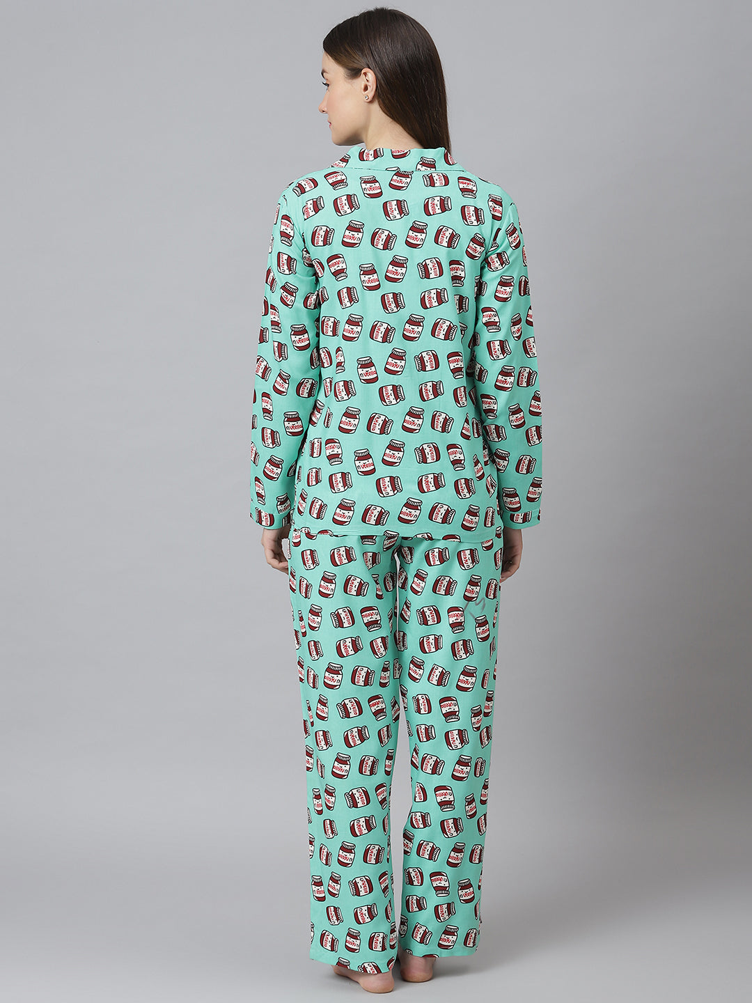 Cation Green Printed Night Suit