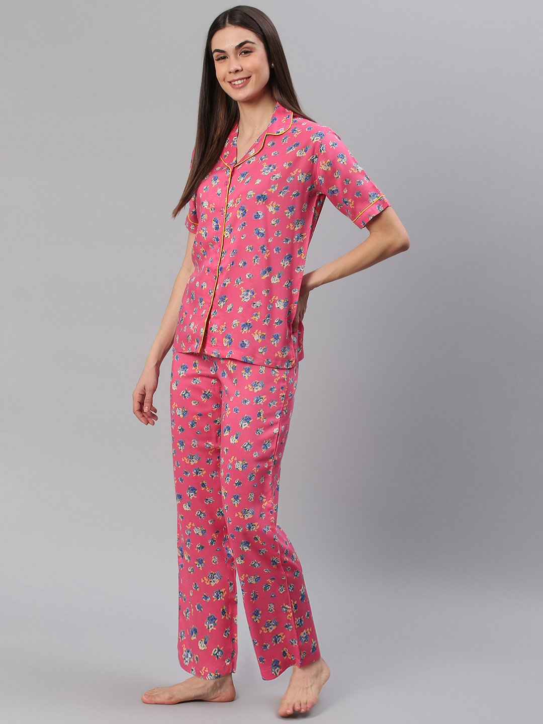 Cation Pink Printed Night Suit