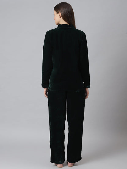 Cation Green Velvet Night Suit
