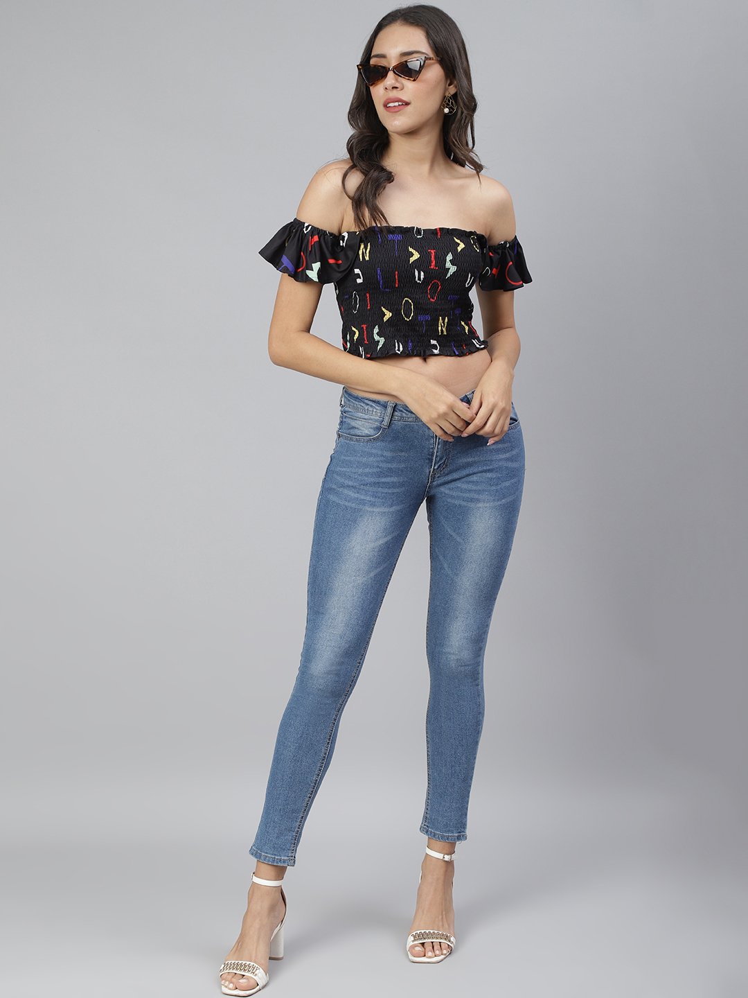 SCORPIUS Black Smocked Croptop