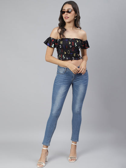 SCORPIUS Black Smocked Croptop