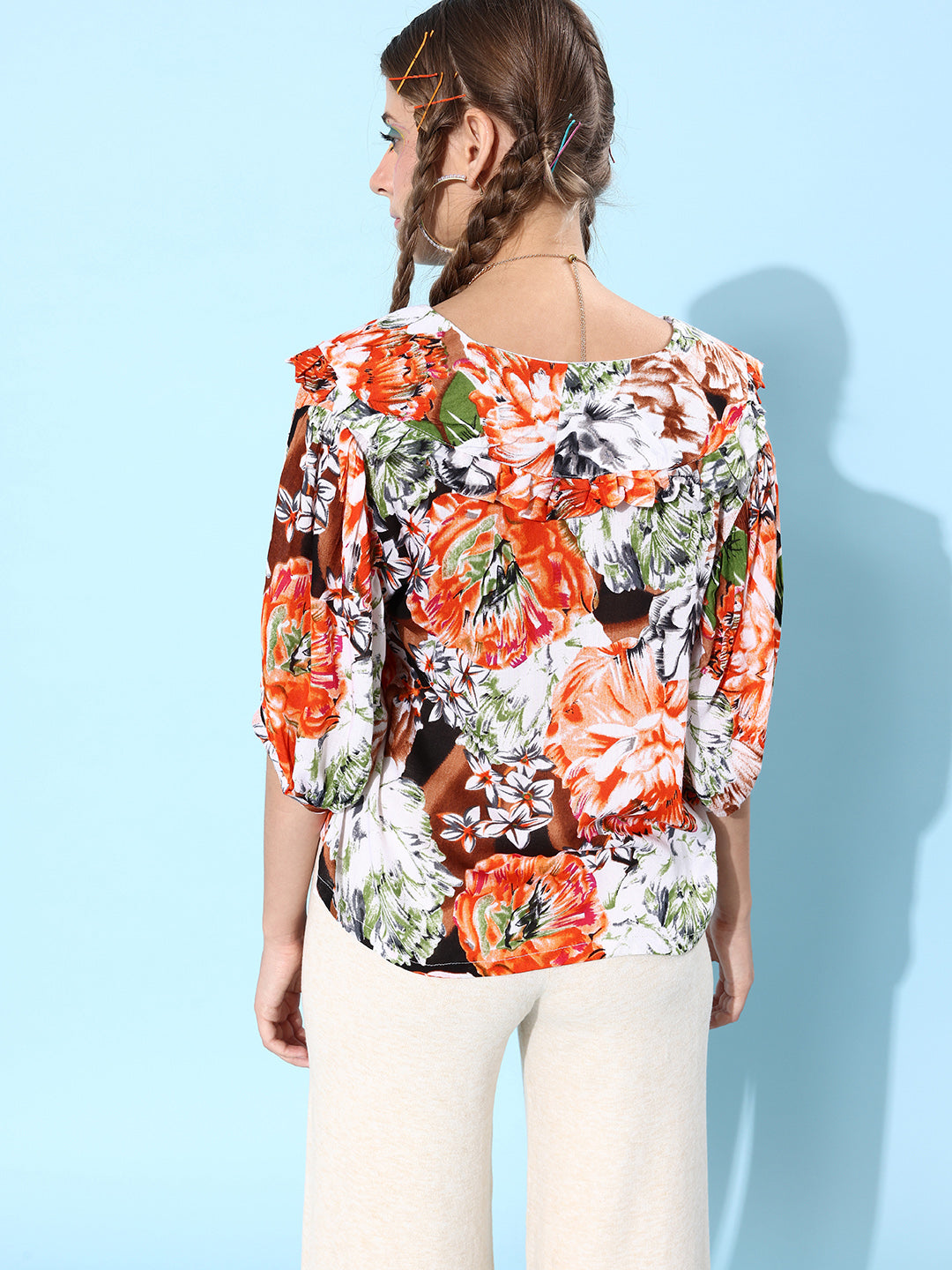 SCORPIUS Orange printed Over the Board Collared Shirt