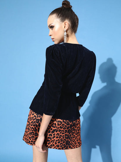 Designer Navy Velvet Top