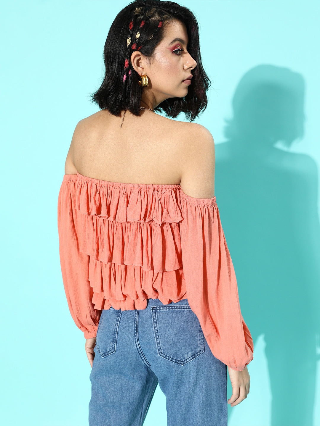 Peach Crepe Top