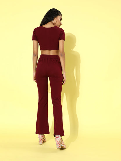 Cation Solid Maroon Clothing Set