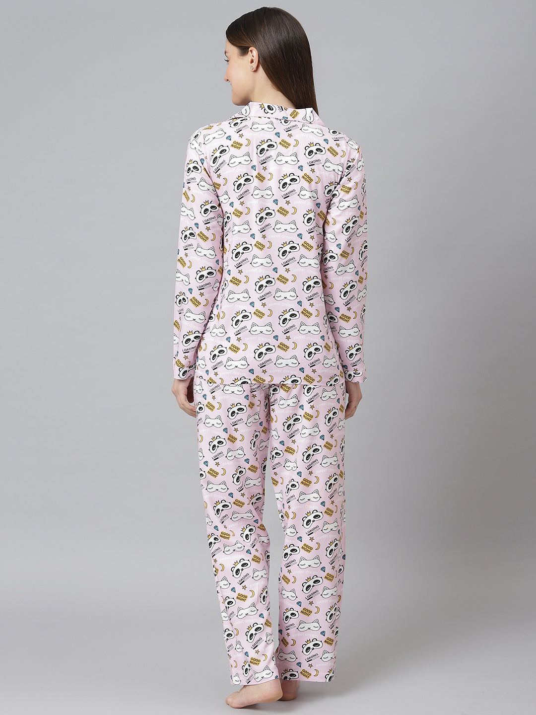 Cation Pink Printed Night Suit