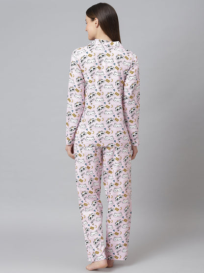 Cation Pink Printed Night Suit