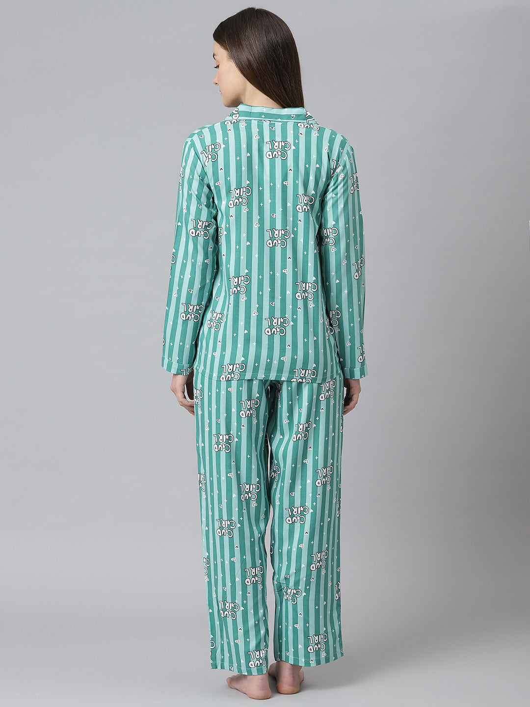 Cation Green Printed Night Suit