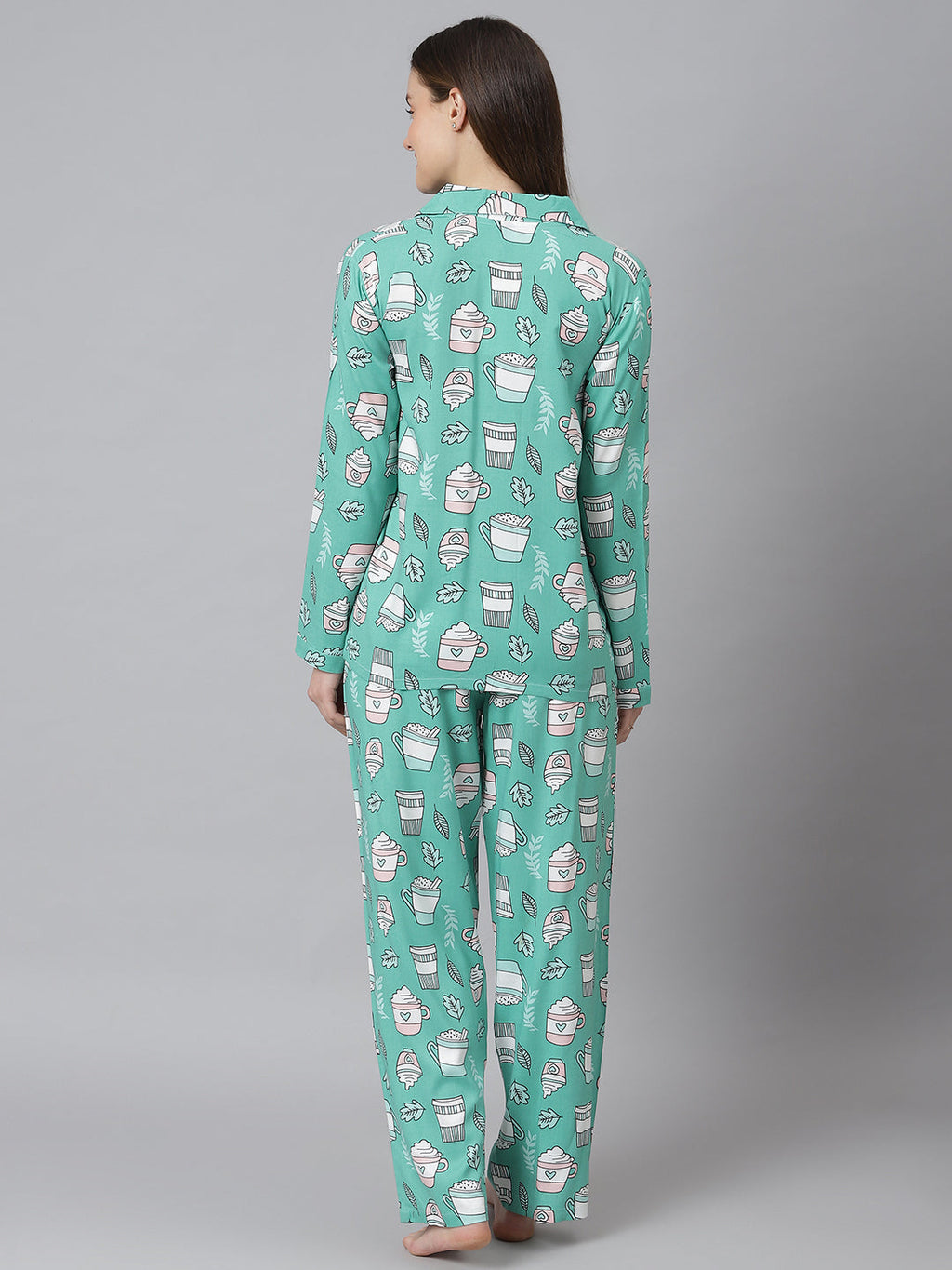 Cation Green Printed Night Suit
