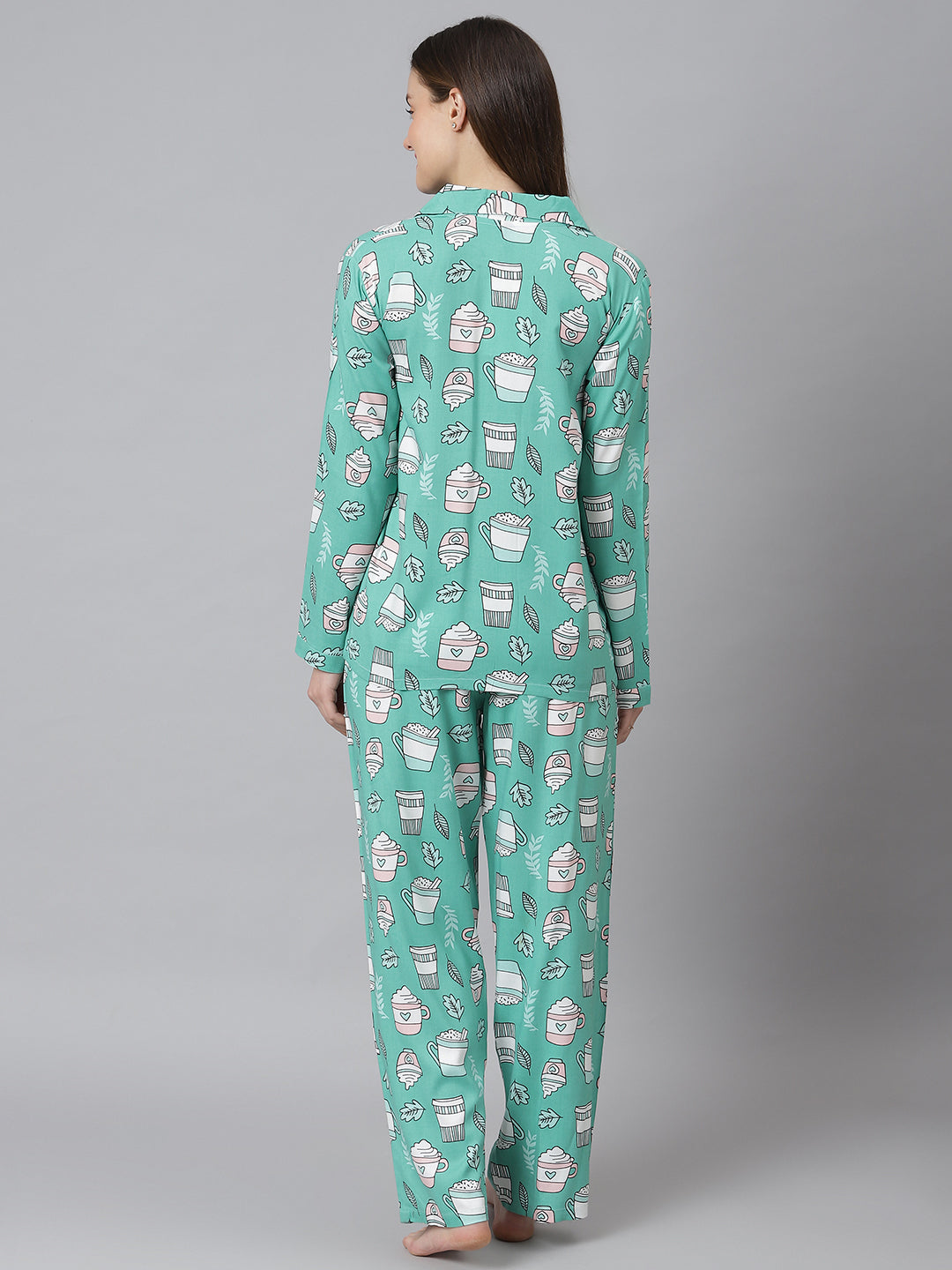 Cation Green Printed Night Suit