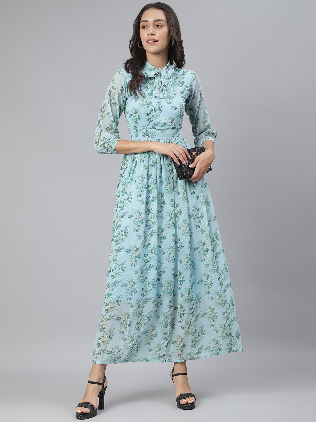 SCORPIUS Blue Printed Maxi dress