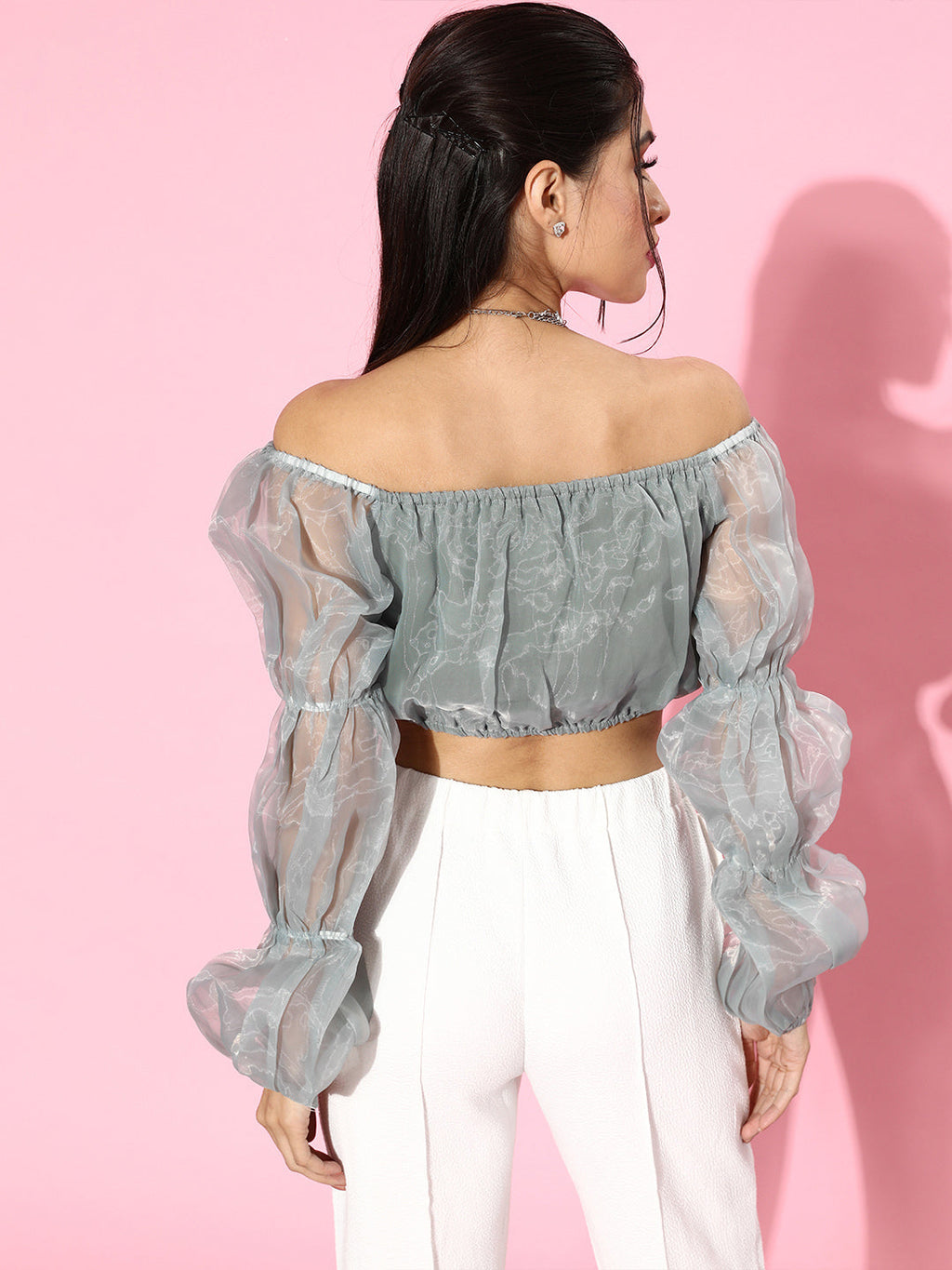 SCORPIUS Grey Organza Top
