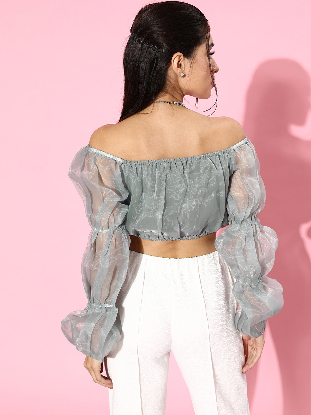 SCORPIUS Grey Organza Top