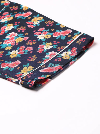 Cation Navy Floral Print Night Suit