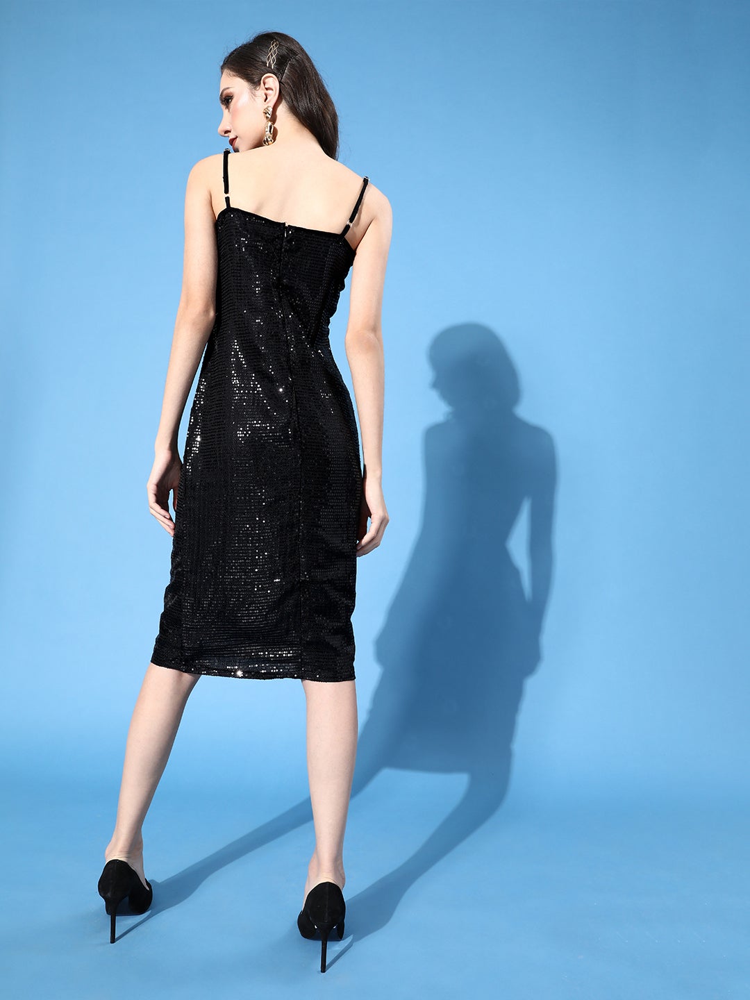 Stylish Black Sequin Dress