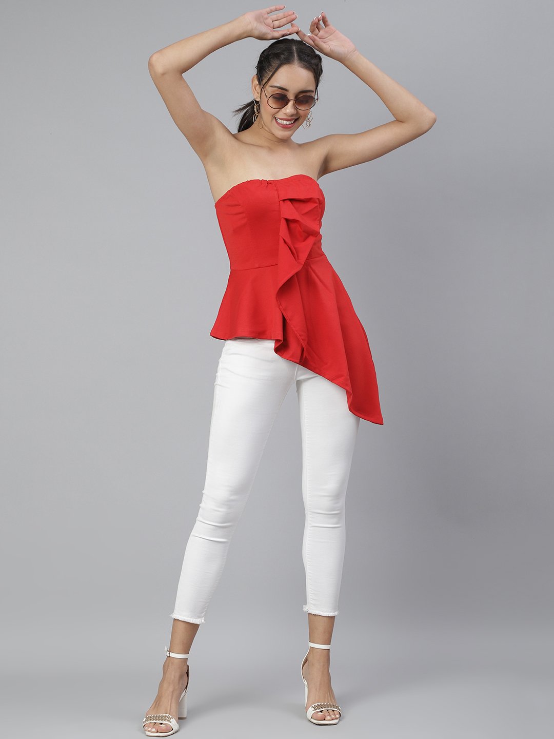 SCORPIUS Red offshoulder Top