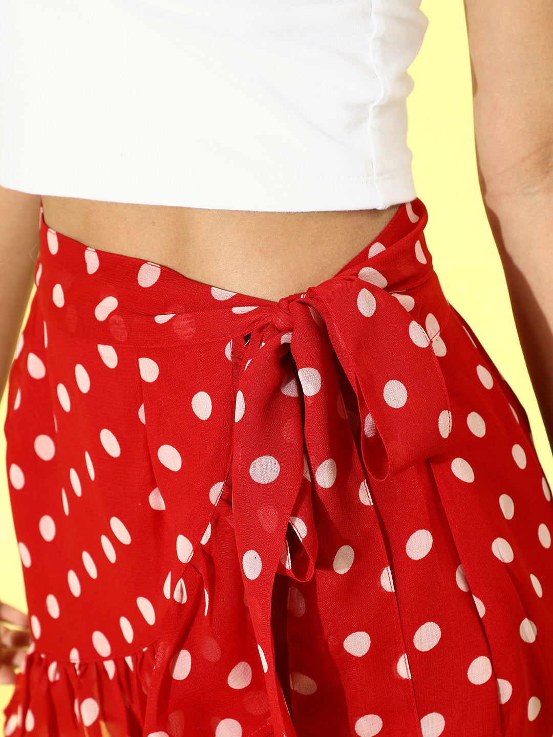 Cation Solid White And Red Polka Clothing Set
