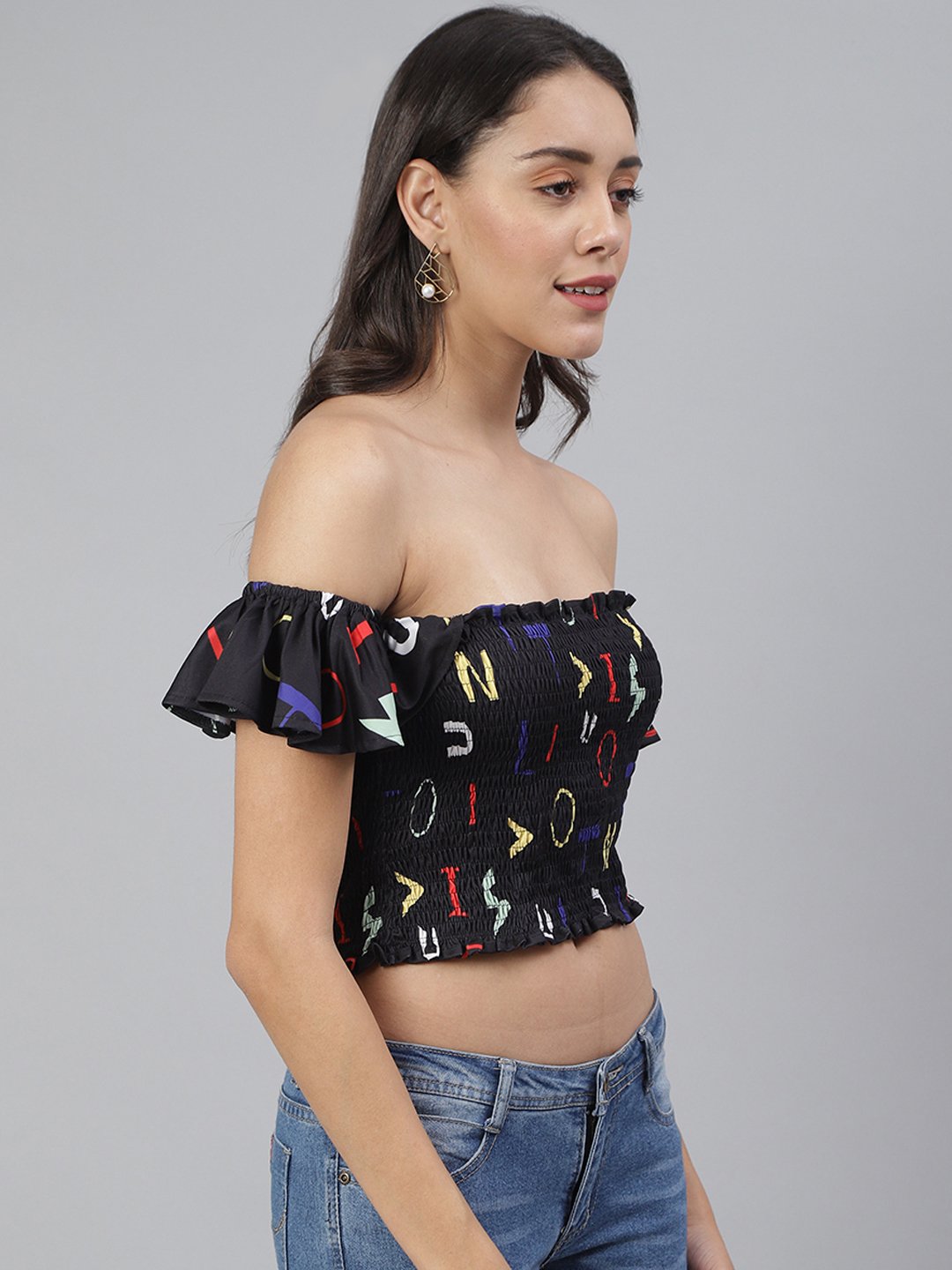 SCORPIUS Black Smocked Croptop