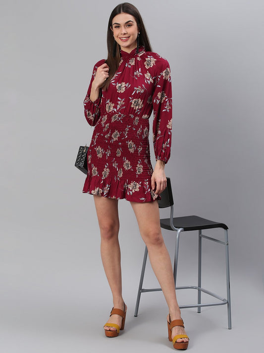 Floral Maroon Dress