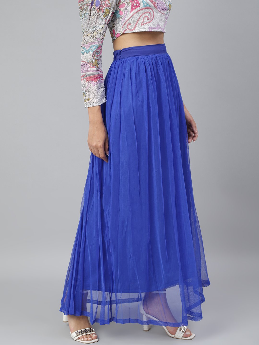 SCORPIUS Royal blue net long skirt