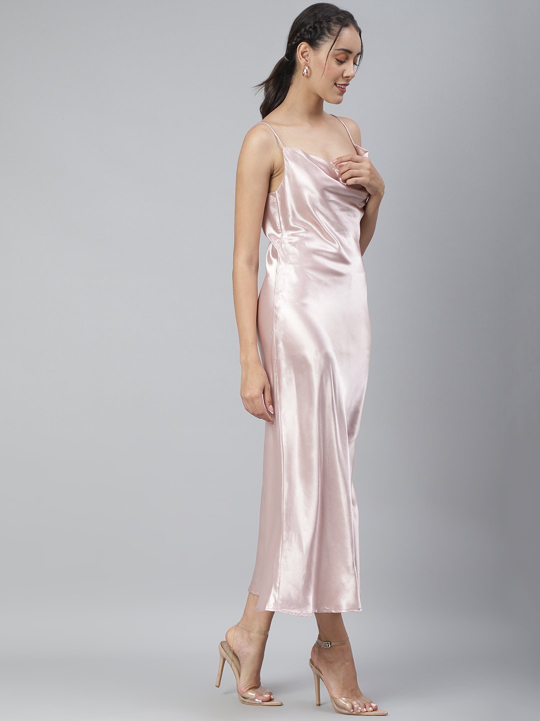 SCORPIUS Pink Satin Cocktail Dress