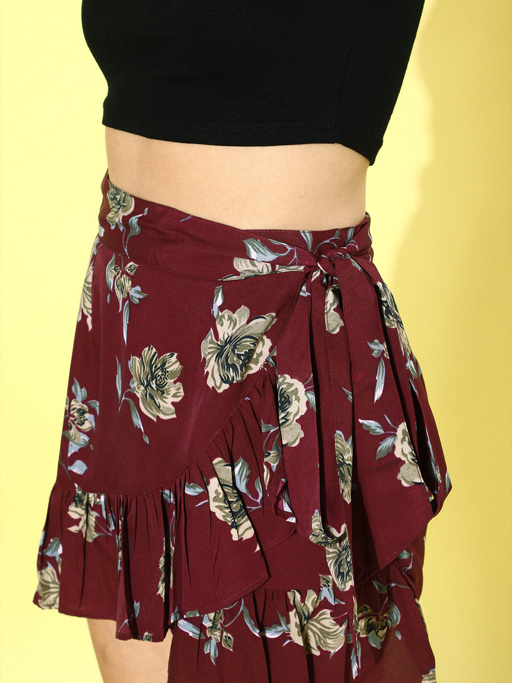 Cation Solid Black and Maroon Printed Clothing Set