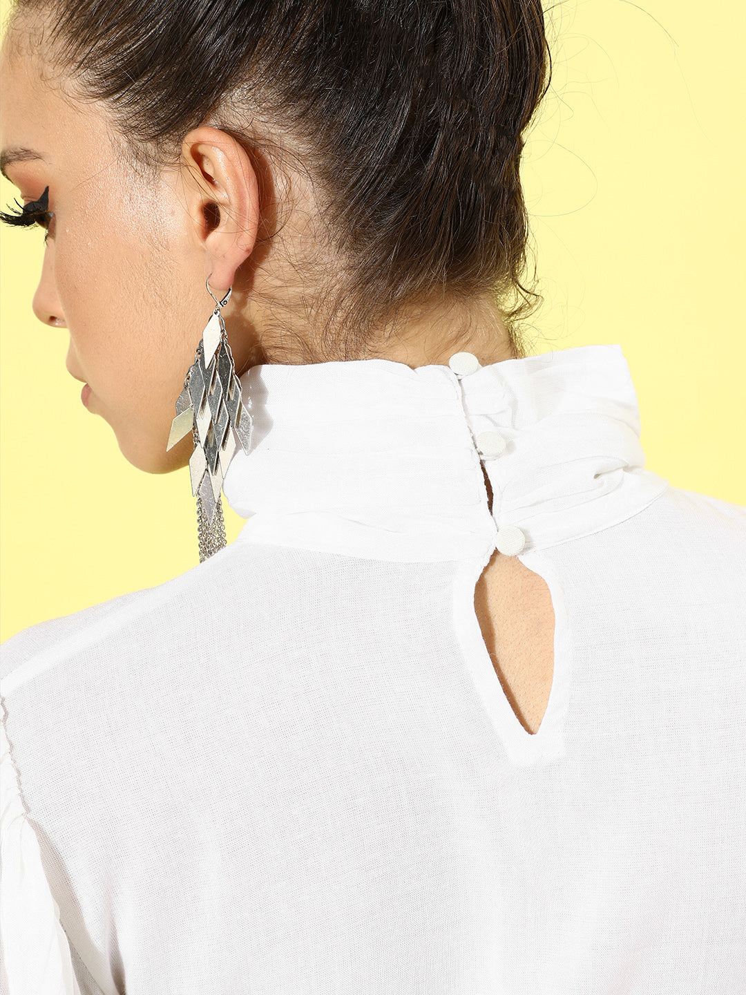 SCORPIUS Solid White Rayon Top