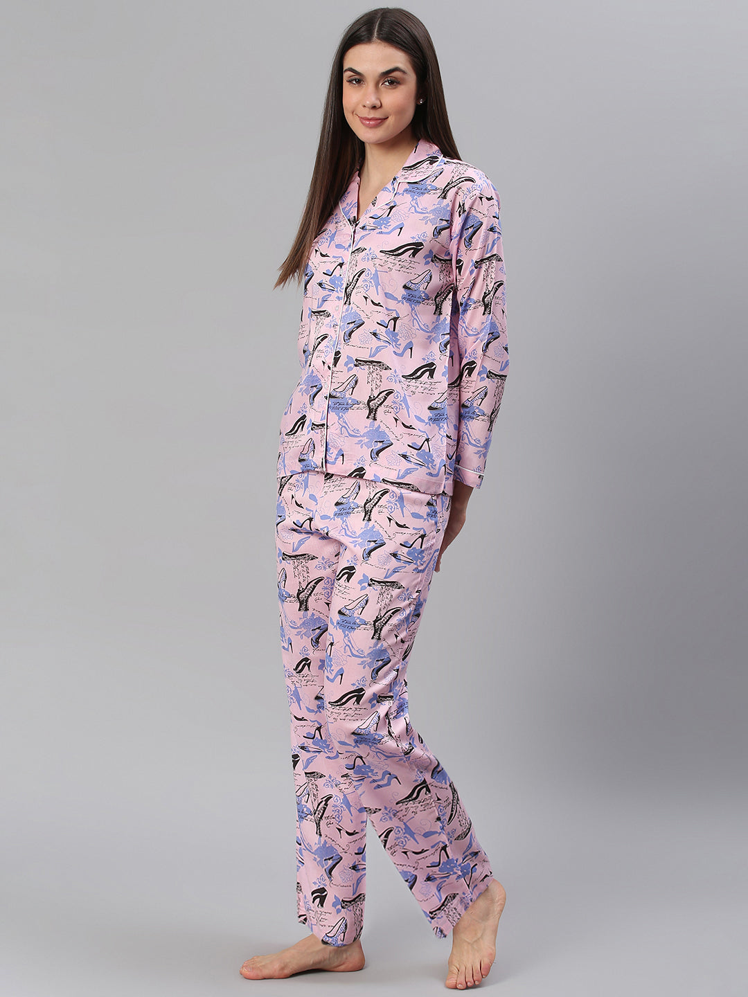 Cation Pink Printed Night Suit