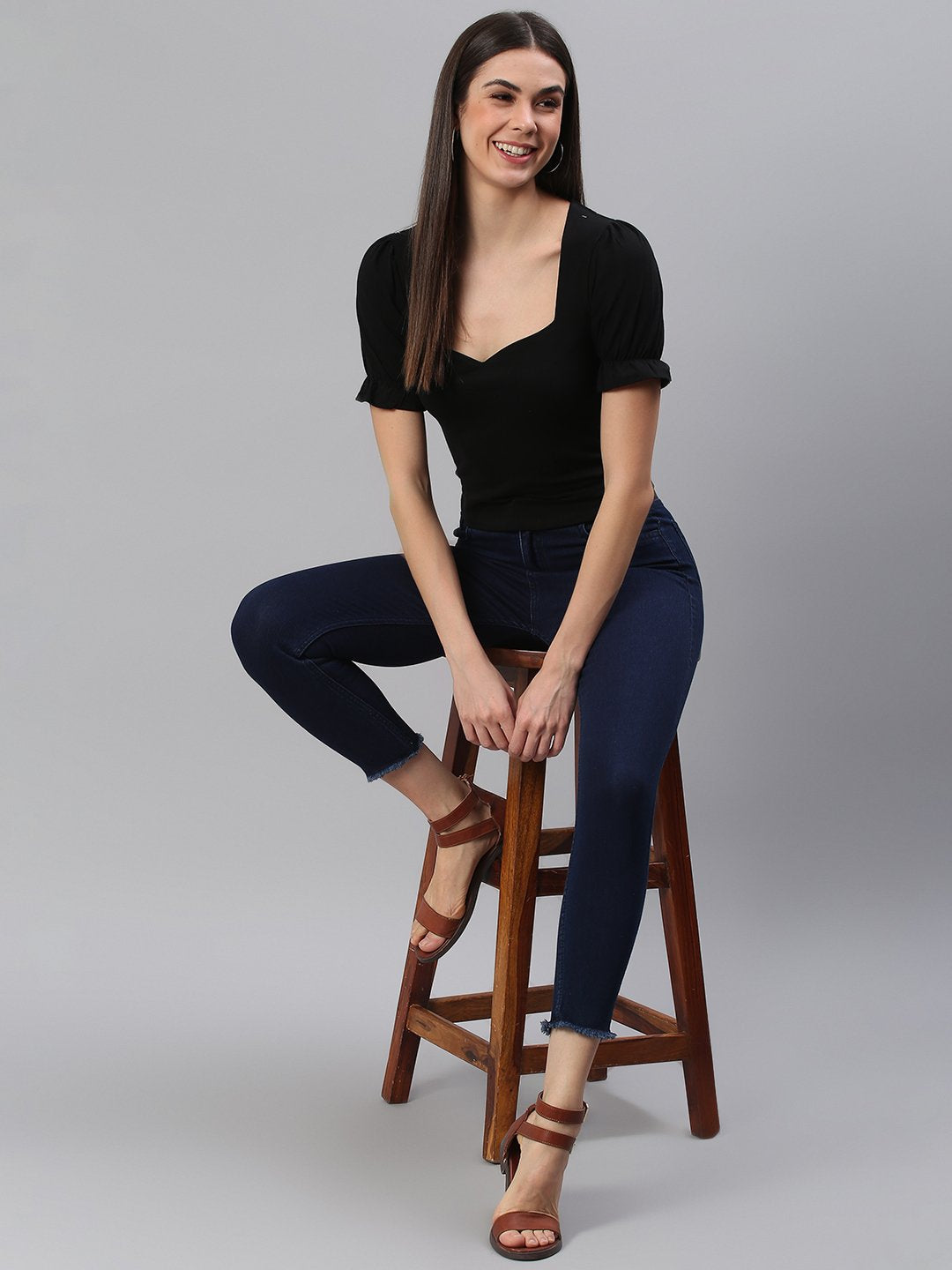 Designer Solid Black Top