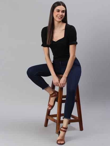 Designer Solid Black Top