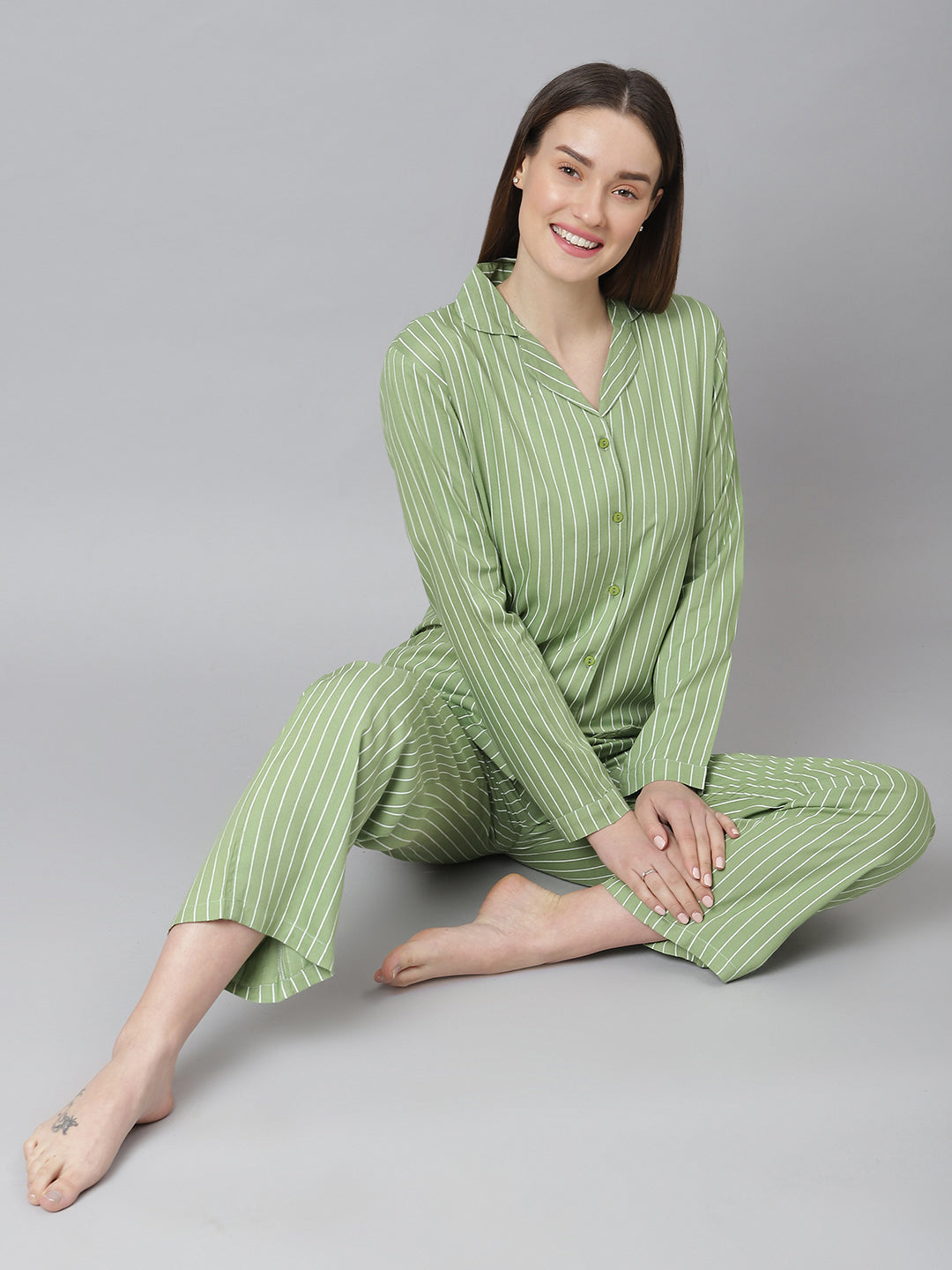 Cation Green Printed Night Suit