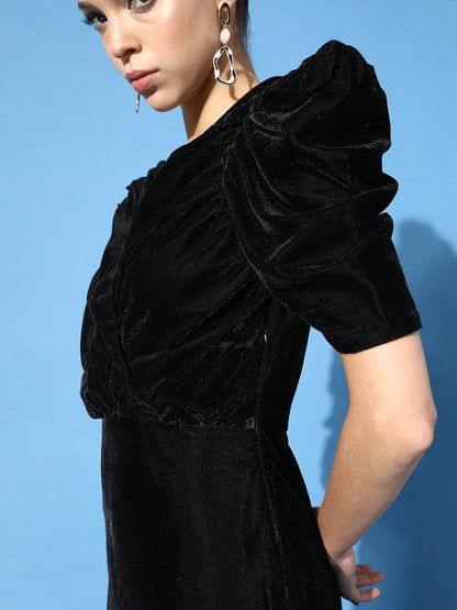 Stylish Velvet Black Dress