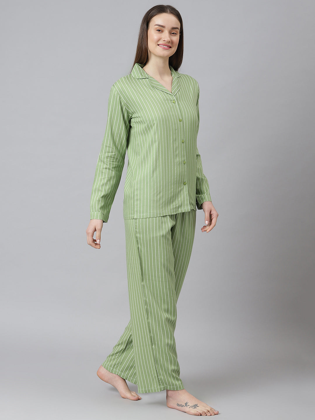 Cation Green Printed Night Suit
