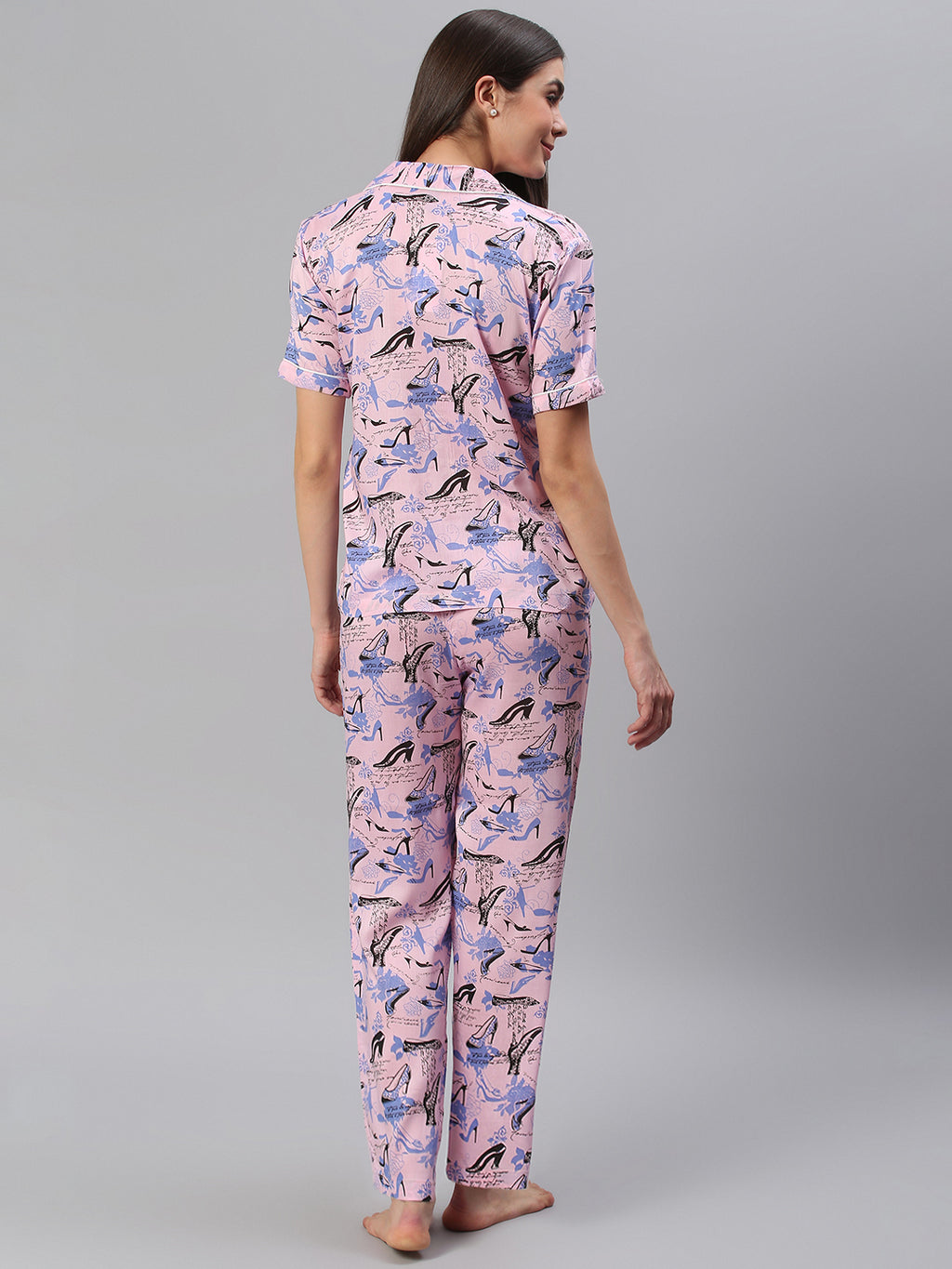 Cation Pink Printed Night Suit