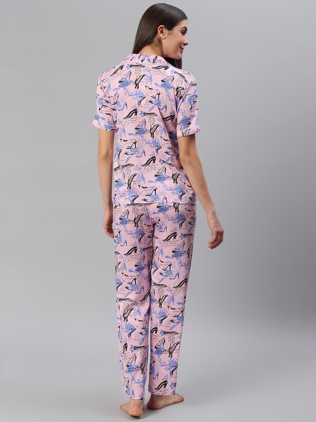 Cation Pink Printed Night Suit