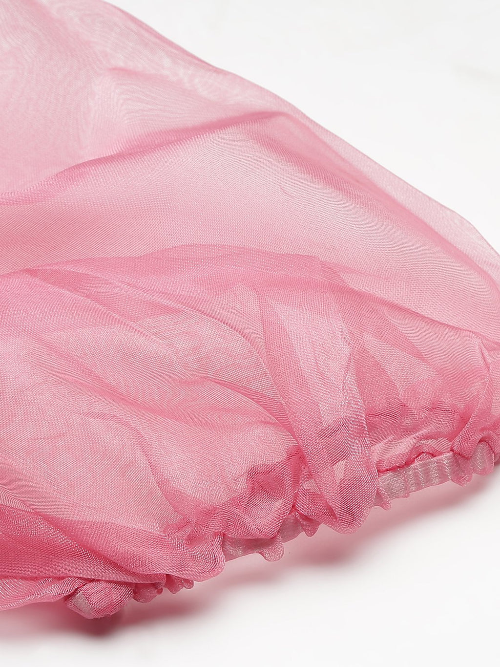 SCORPIUS Pink Organza Ruched Crop top