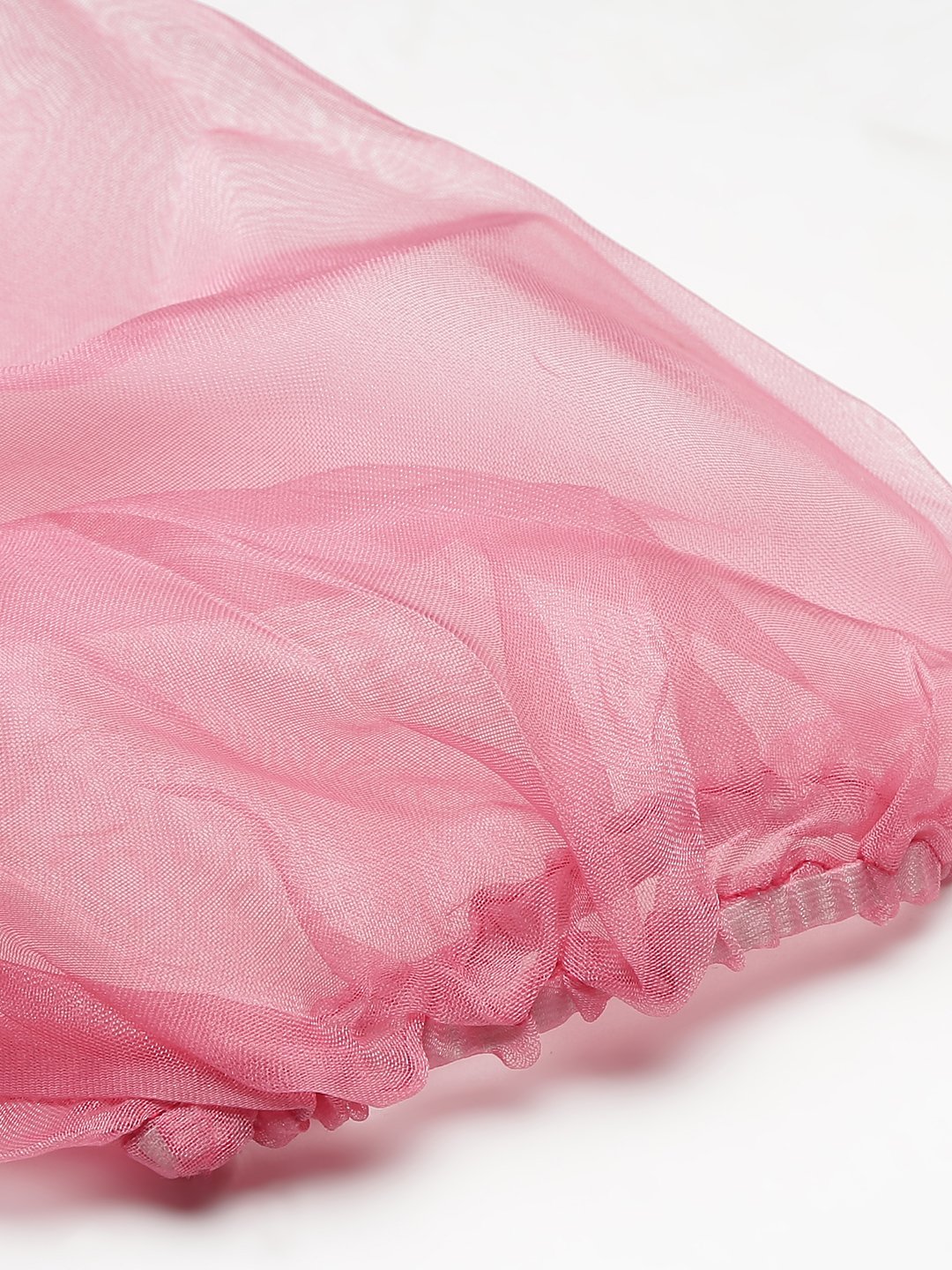 SCORPIUS Pink Organza Ruched Crop top